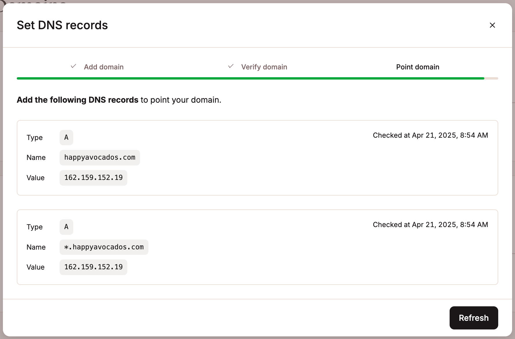 Point your site&#39;s domain.